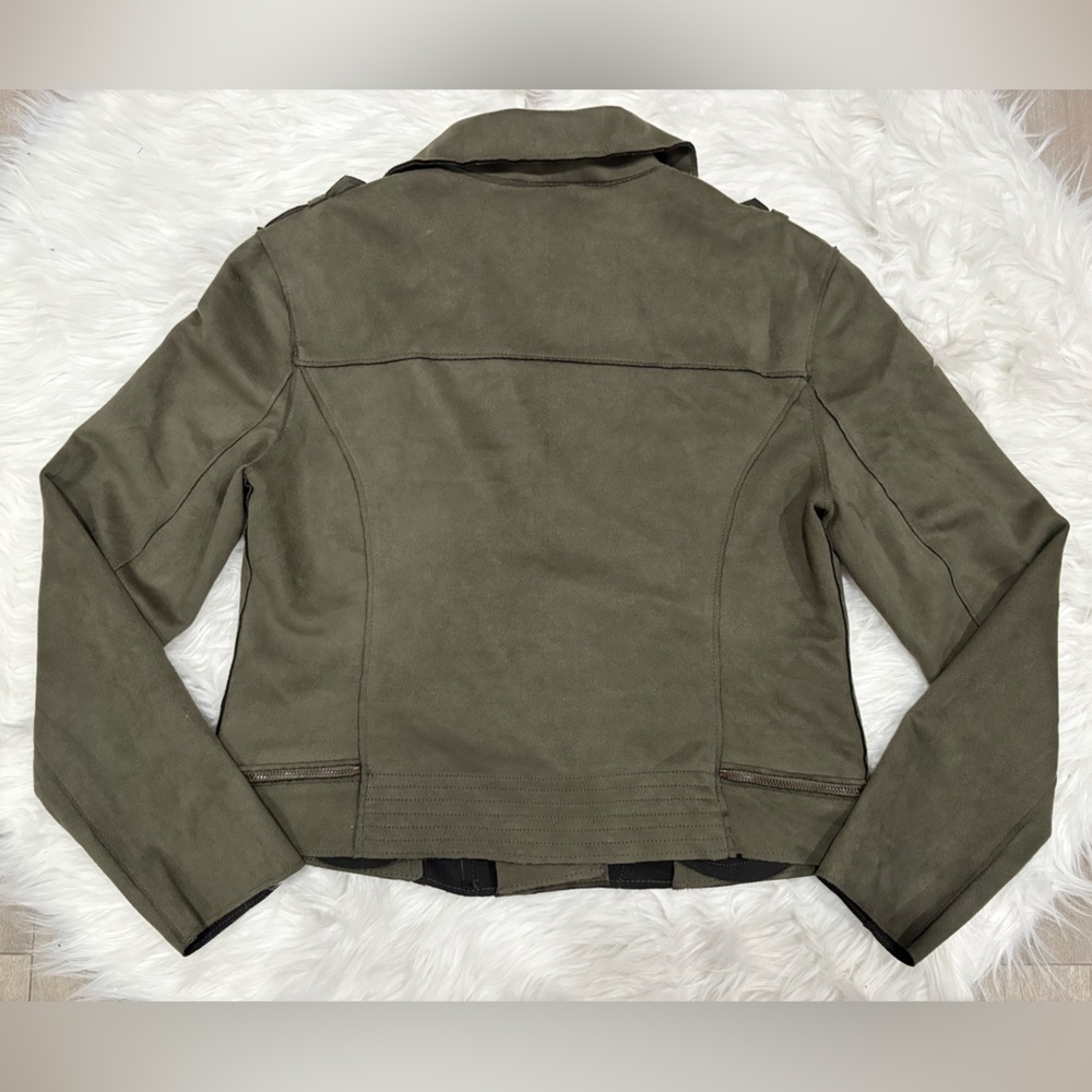 Anna Cai Olive Green Motostyle Zip Jacket Size S - Picture 2 of 7